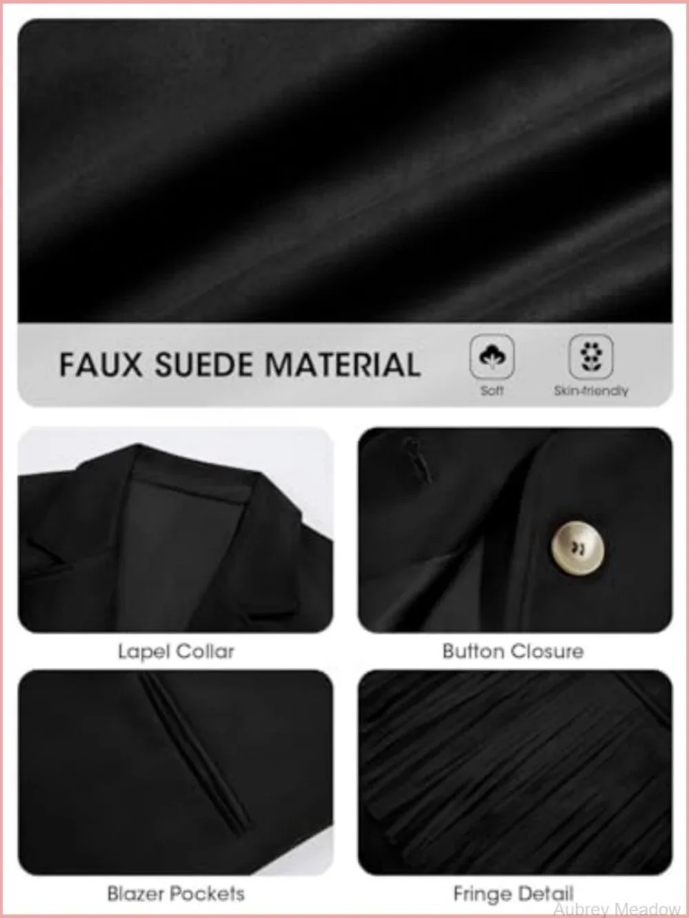 Faux Suede Fringe Jacket Blazer Long Sleeve Lapel Button Front Suit Jackets